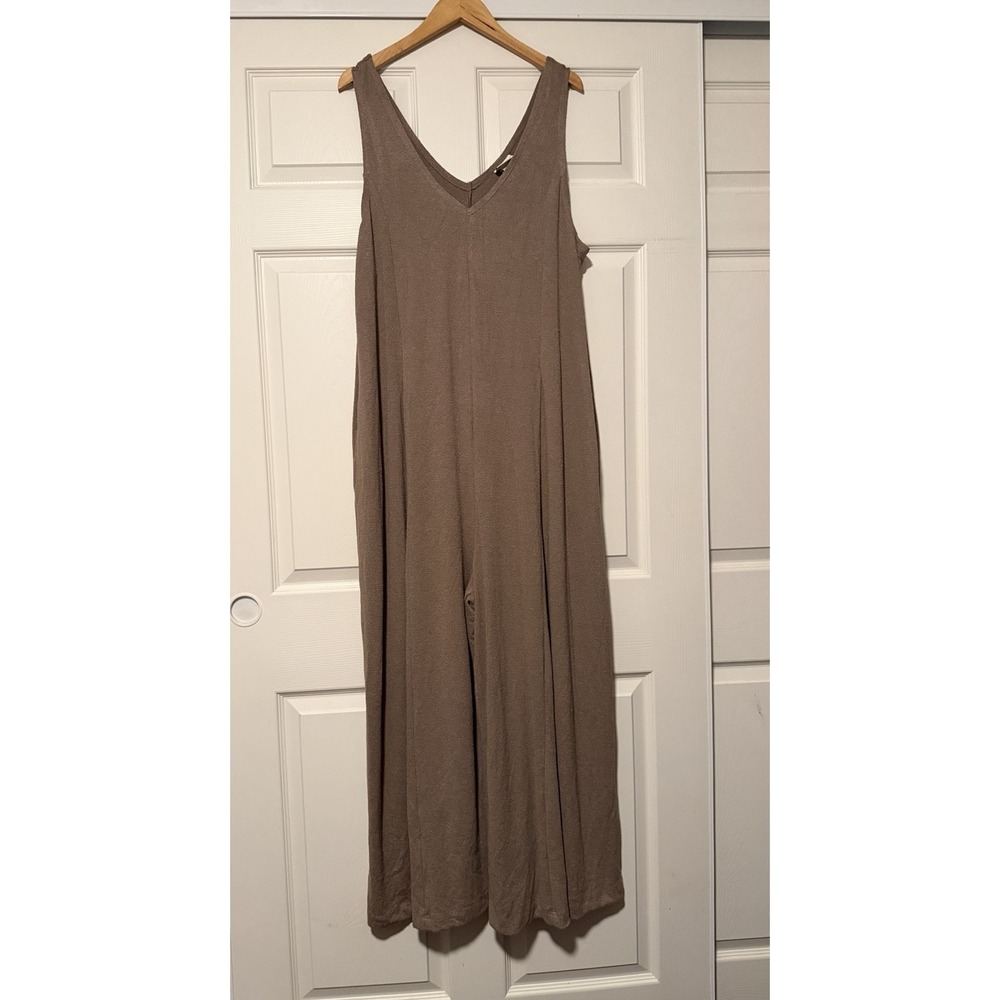 AVA & VIV Mocha Light Brown Flowy Sleeveless Jumpsuit Comfy 2X Plus size